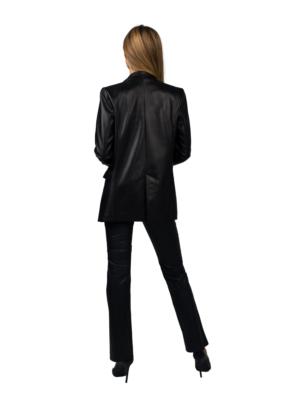 Classic black tailored leather blazer for her