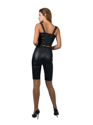 slim fit fitted stretch leather cycling shorts